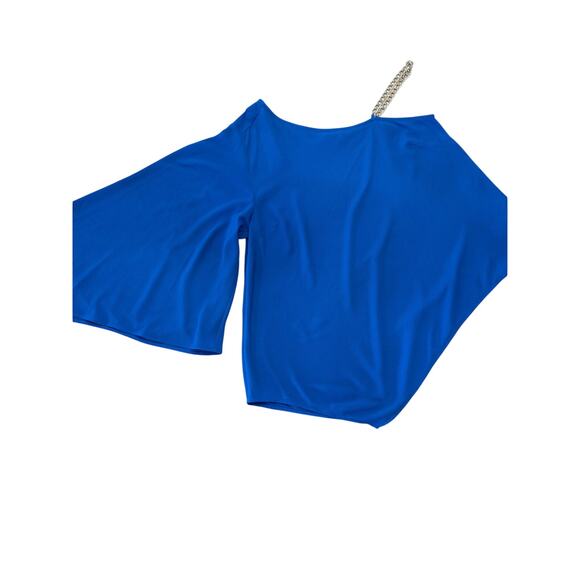 Michael Michael Kors One‑Shoulder Chain Strap Top Cobalt Blue L EUC - Picture 2 of 9